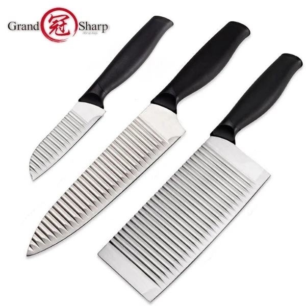 Кухонные ножи шеф-повара, супер качество, высокоуглеродистая Нержавеющая сталь, профессиональные инструменты для приготовления хрома, картофелечистка, терка для капусты - Цвет: 3 pcs knife set