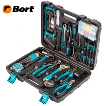 Набор ручного инструмента Bort BTK-100(100 предметов, молоток, ножовка, отвертки, бокорезы, ключ разводной, кейс
