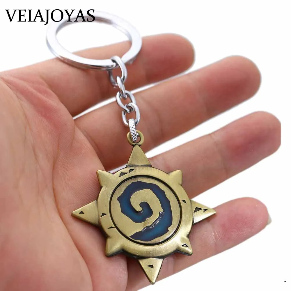Conjunto completo Hearthstone aleación Logo Llaveros Heros de Warcraft tarjeta paquete coche llavero Chaveiro Llaveros juego llavero regalos