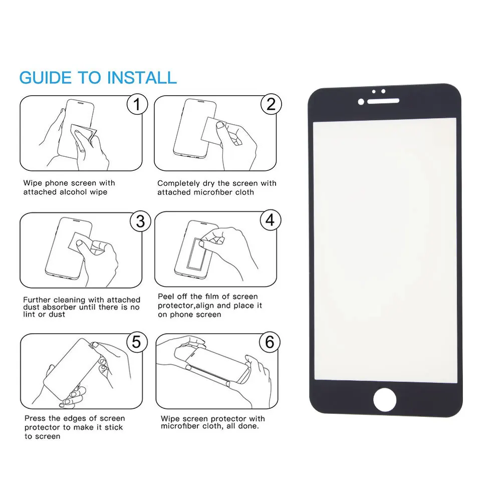 Зеркальная поверхность закаленное Стекло спереди Экран Protector 5 для iPhone 6/6 S/7/8 плюс