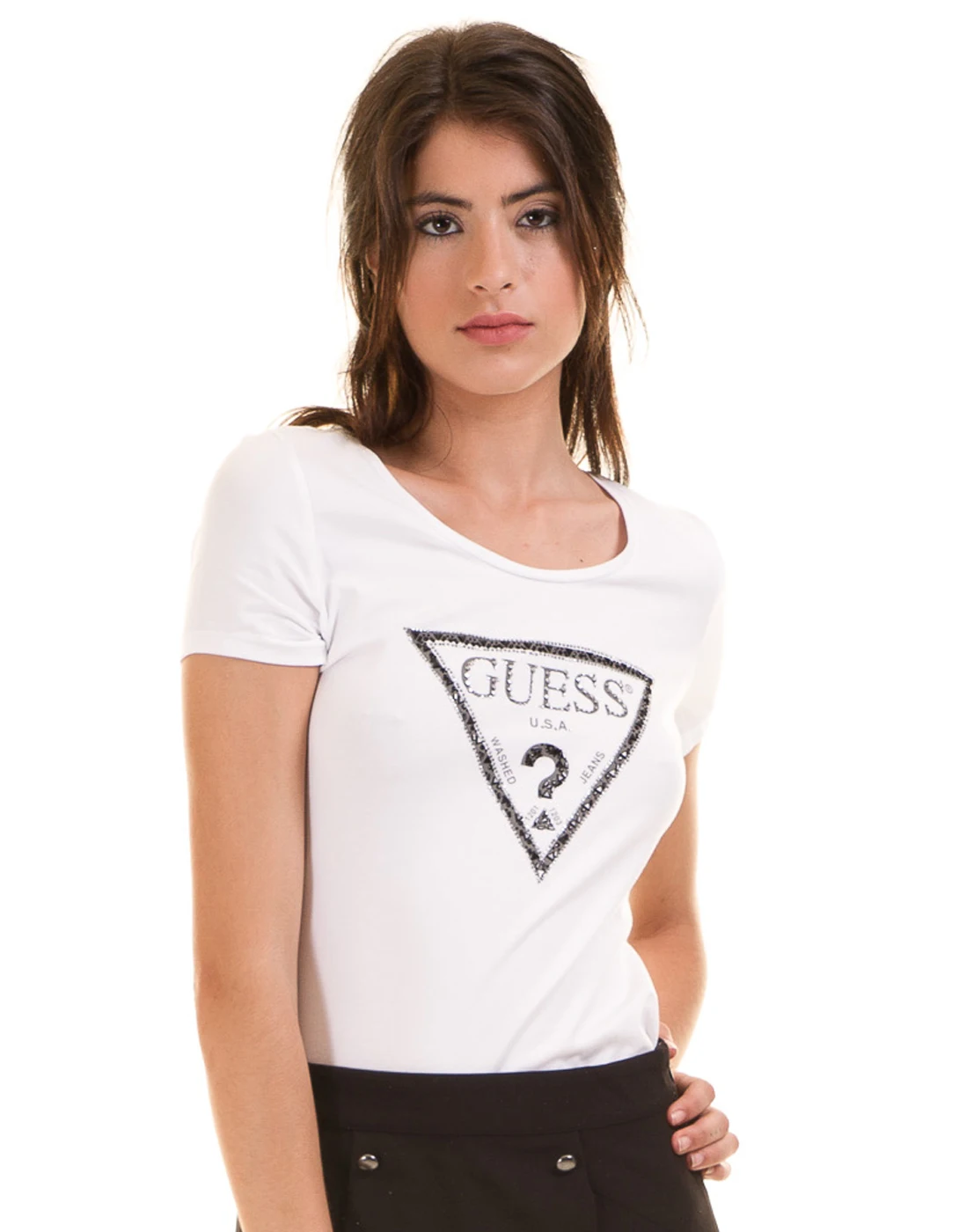 camiseta guess negra mujer