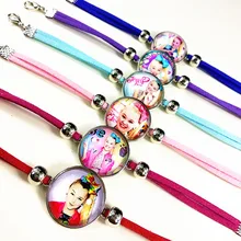 Jiangzimei 24 шт./лот горячие стиль певица Сива стеклянные браслеты Роза покрытие древних Серебряный браслет для обувь девочек best подарок