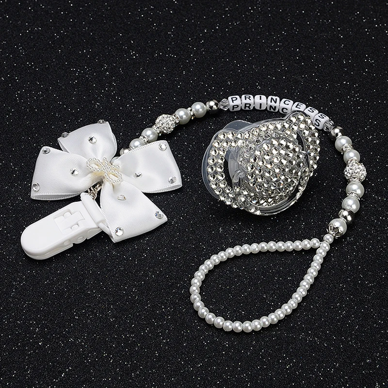 MIYOCAR all name hand made bling crystal rhinestone princess Baby Pacifier/ Nipples /Dummy /cocka /chupeta &pacifier clips