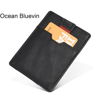 

OCEAN BLUEVIN Production Genuine Leather Men Credit Card Holder Short Wallet Man ID Card Holder Slim Purse Male Coin Small Bag