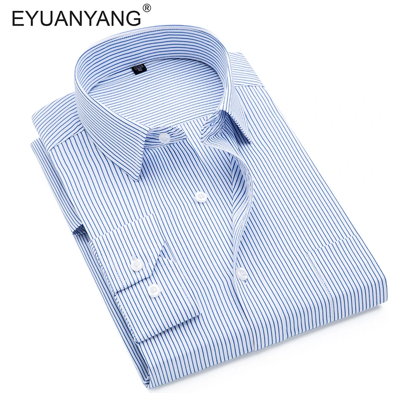 

EYUANYANG Shirt Men Clothes 2018 New Striped Long Sleeves Mens Dress Shirts Camisa Masculina Spring Brand Casual Male Shirt 5XL
