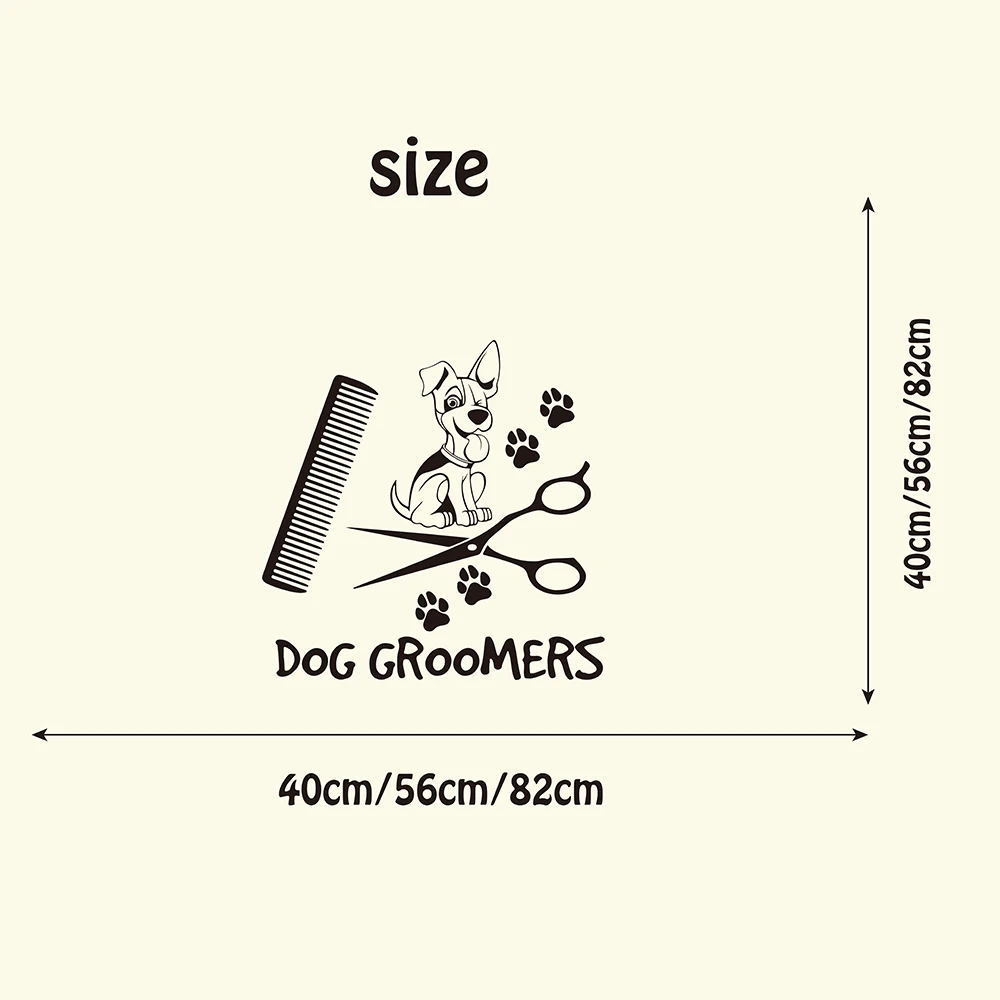 Large Dog Grooming Wall Window Sticker Pet Shop Puppy Pet Dog Hair Salon Wall Window Decal Vinyl Shop Art Mural   (1)