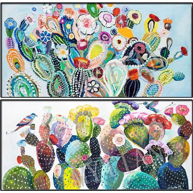 

New flowers full square/round 5D DIY diamond painting Colorful cactus Embroidery Pattern 3D Cross stitch mosaic wall stickers