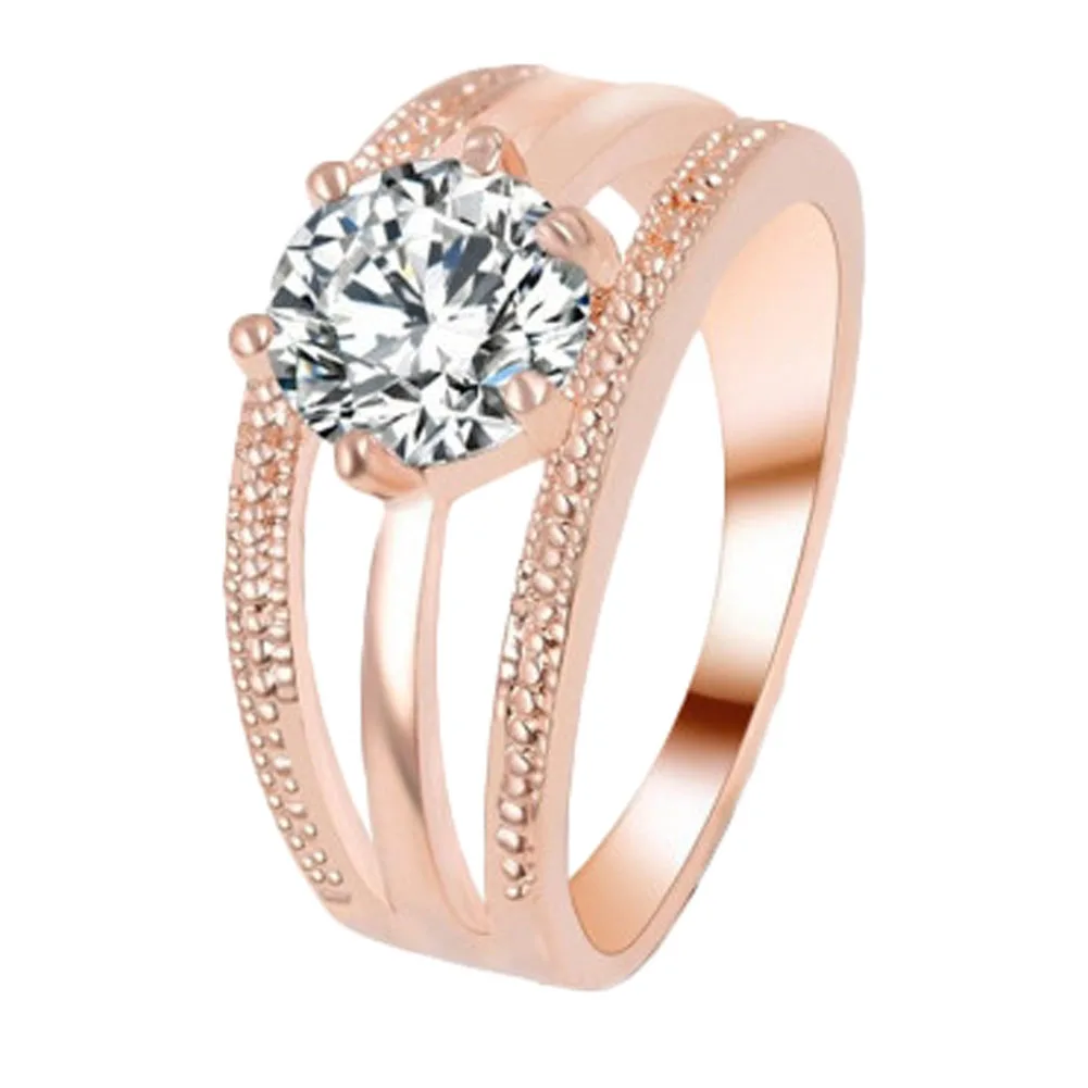 1Pcs Women Classic Romantic Rings Engagement Multilayer Six Claw Cubic