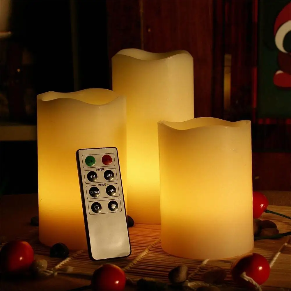 

Kohree 3 Packs Real Wax Led Electric Candle Lights, Battery Operated with Remote Control for Wedding Church Decor, Warm White