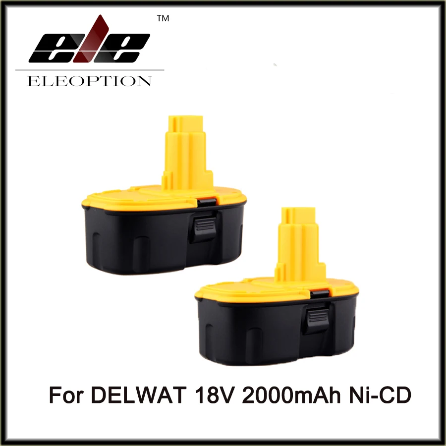 

Eleoption 2 pcs18 Volt 18V 2.0mAh 2000mah Rechargeable Power Tool Battery for DeWALT DC9096-1 18V XRP Batteries