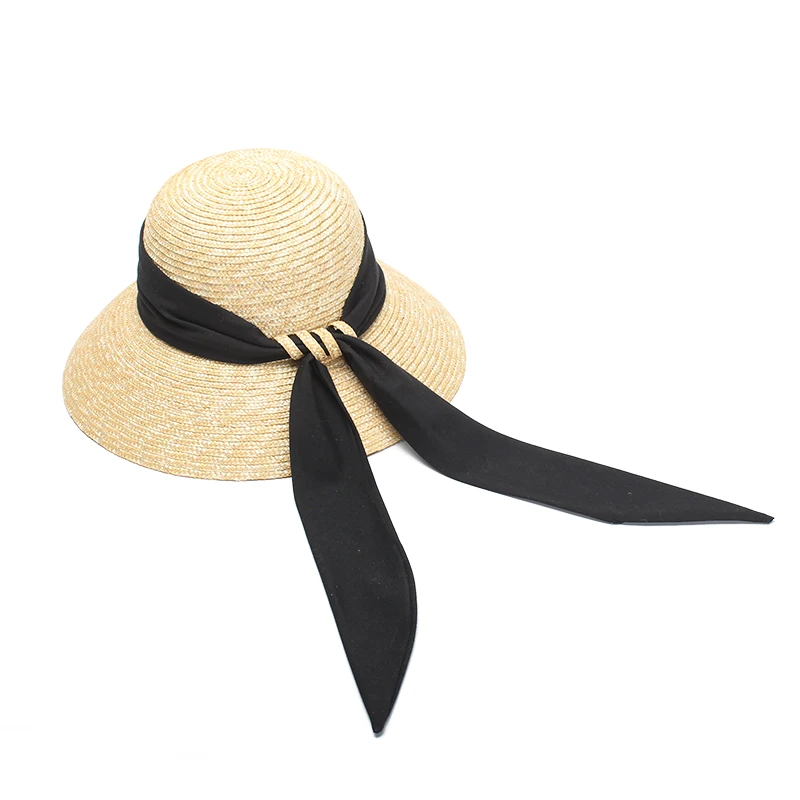 [La MaxPa] летняя соломенная шляпа для женщин, пляжная шляпа, повседневная, ручная работа, простая лента, шляпа для женщин, круглый верх, шляпа от солнца, кепки для путешествий - Цвет: A