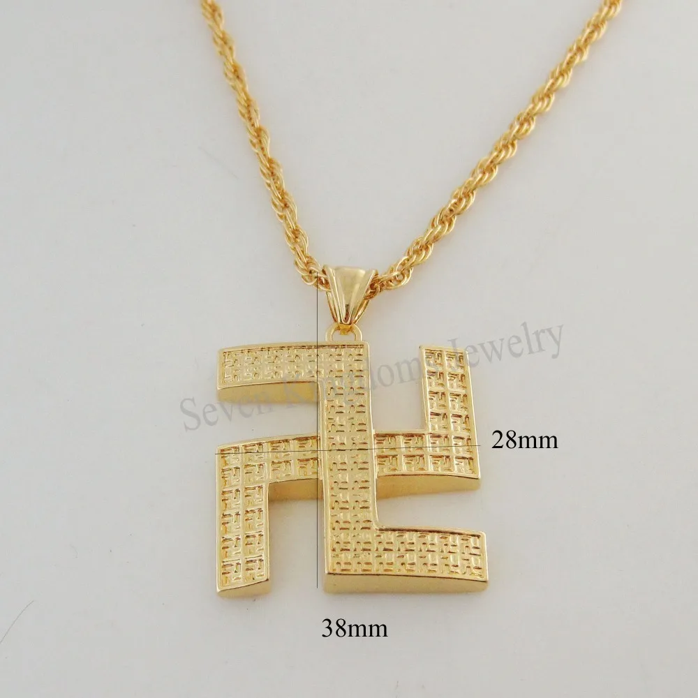 

Min order 10$/ Can mix design /NEW - YELLOW GOLD GP 24" ROPE NECKLACE & VIVID Buddhist MILLION characters swastika great