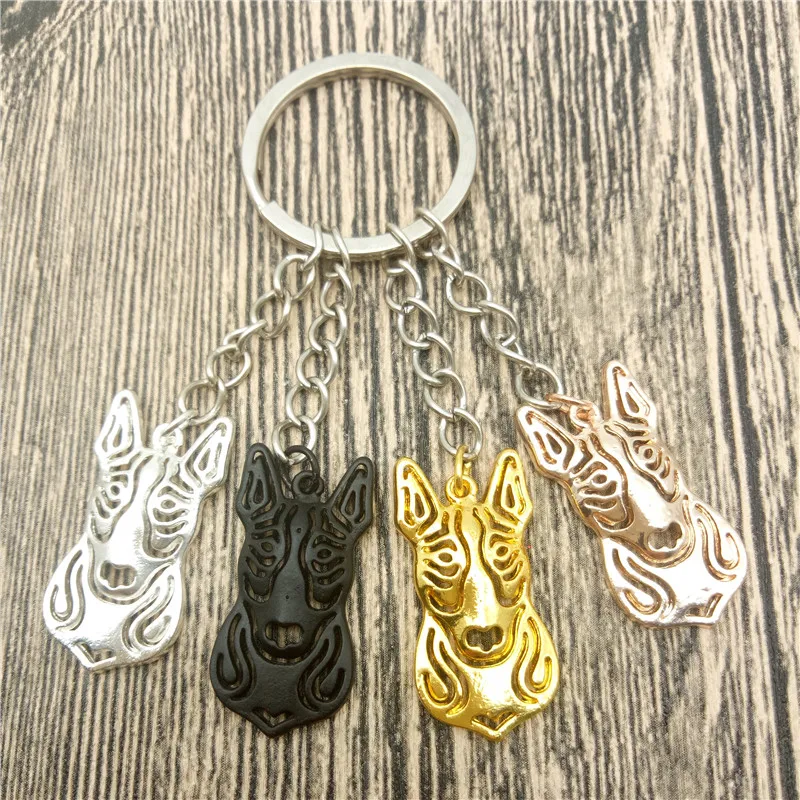 

Bull Terrier Key Chains Fashion Pet Dog Jewellery Bull Terrier Car Keychain Bag Keyring For Women Men
