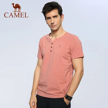

CAMEL Men Outdoor Casual T-shirt Sweat-absorbent Summer Soft Breathable Sport Shirt V-neck Short-Sleeve Tops