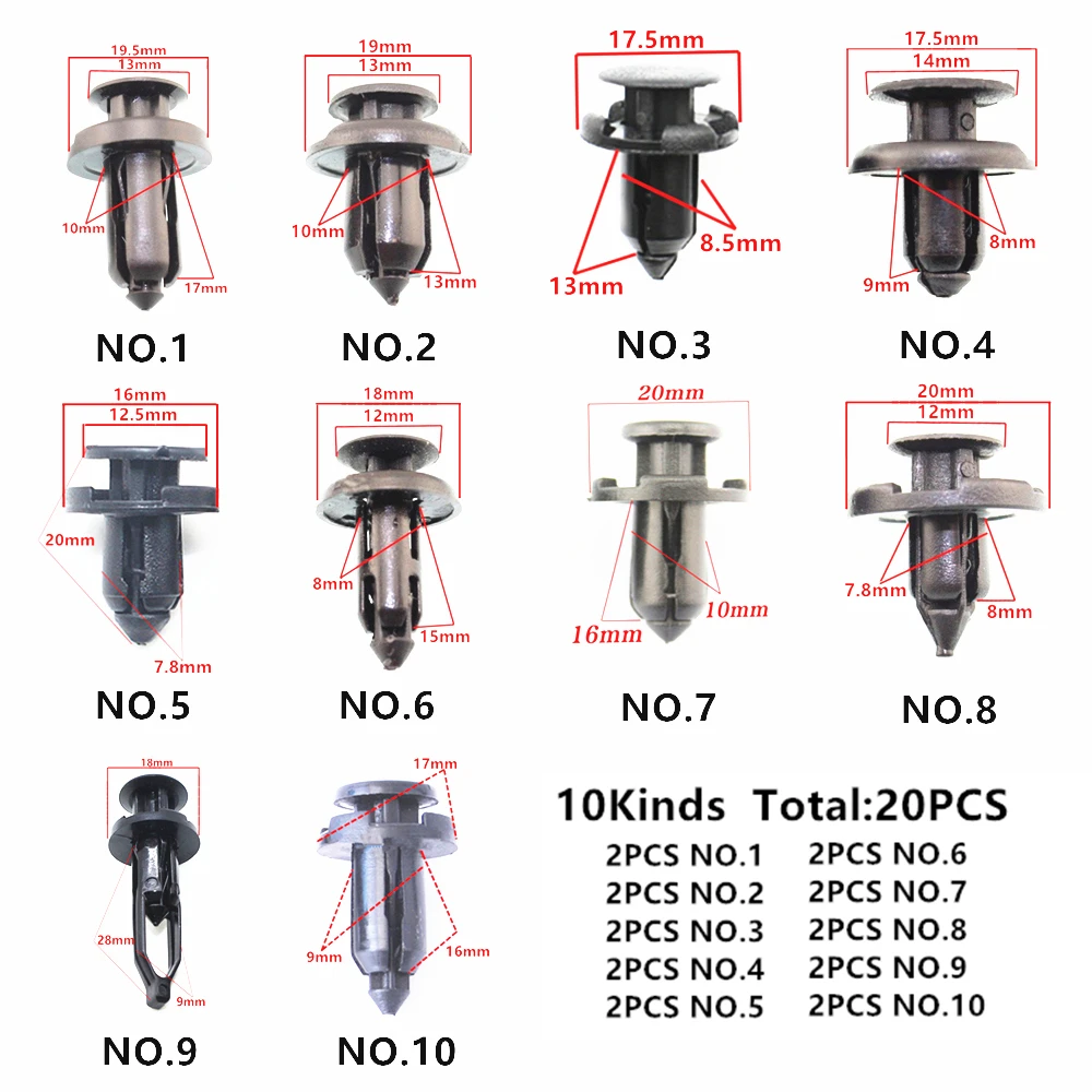20 шт Горячая Смешанная Автомобильная центральная консоль панель приборной панели аудио DVD, CD, металлический пластиковый крепеж винтовая заклепка для всех автомобилей набор зажимов
