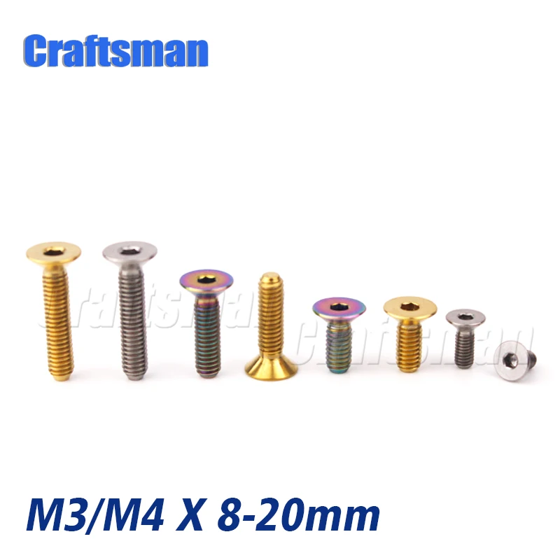 

Titanium Ti M3x 6 8 10 15 mm M4X 8 10 15 20 mm Countersunk Hexagon Socket Head Ti Screw Bolts for Bicycle Bike dropshipping 1pcs