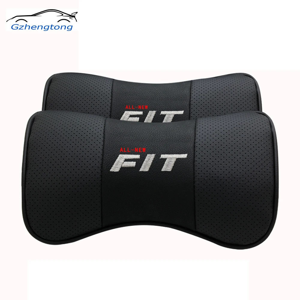 

Gzhengtong 2pc/set Black Car Styling Genuine Leather Auto Car Bamboo Charcoal Headrest Neck Pillow Seat Cushion Fit for Honda