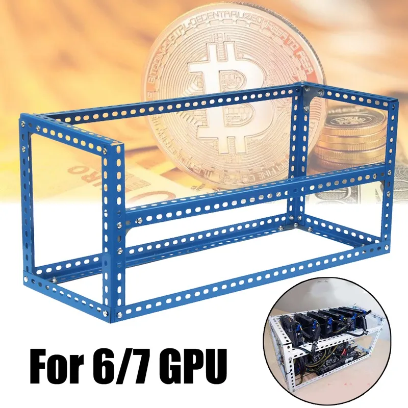 

Leory Blue 6/7GPU DIY Steel BTC Rig Case Open Air Mining Miner Frame For ETH For ZEC Bitcoin Mining Machine