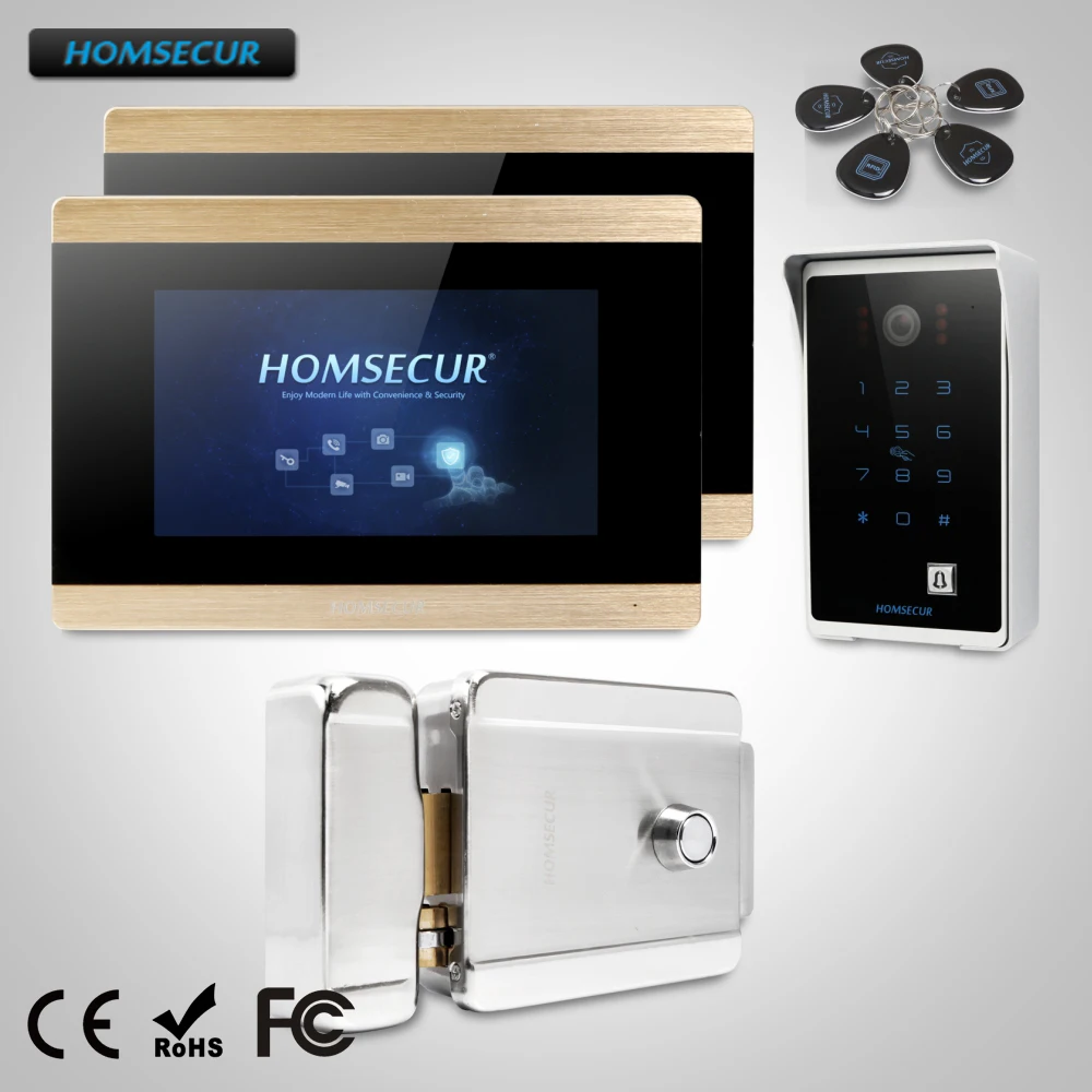 

HOMSECUR 7" Wired Video Door Entry Security Intercom Electric Lock+Keys Included BC081+BM715-G