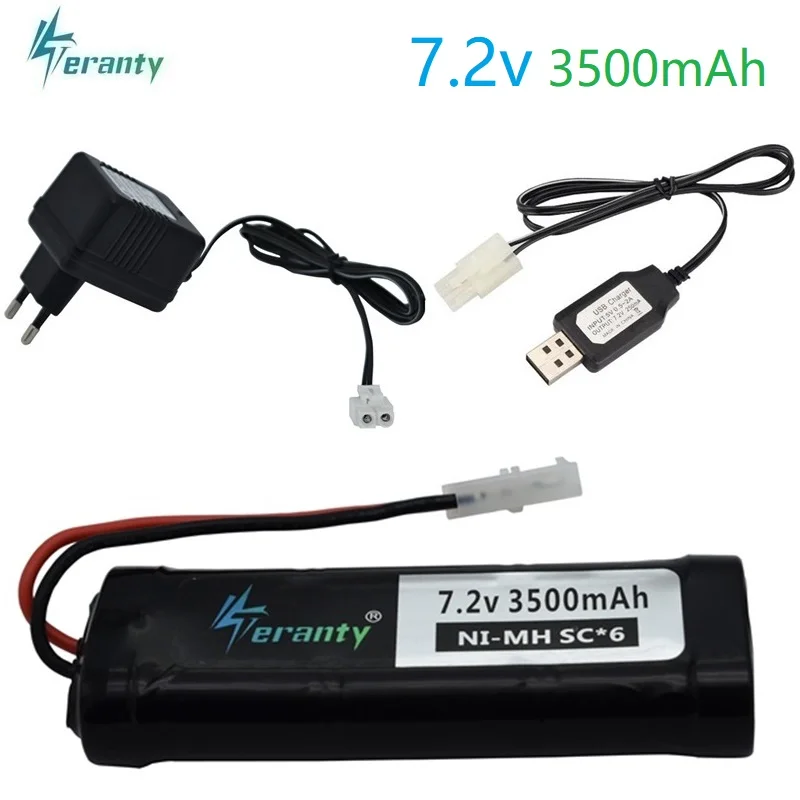 

High Power 7.2V 3500mAh Ni-MH Battery Pack with Tamiya Plug With 7.2v Charger and SC*6 Cells 7.2v Battery for RC Control Car Toy