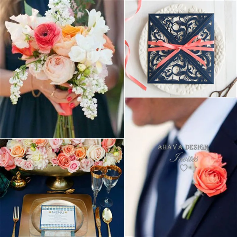 gorgeous-navy-blue-laser-cut-wedding-invitation-with-coral-ribbon