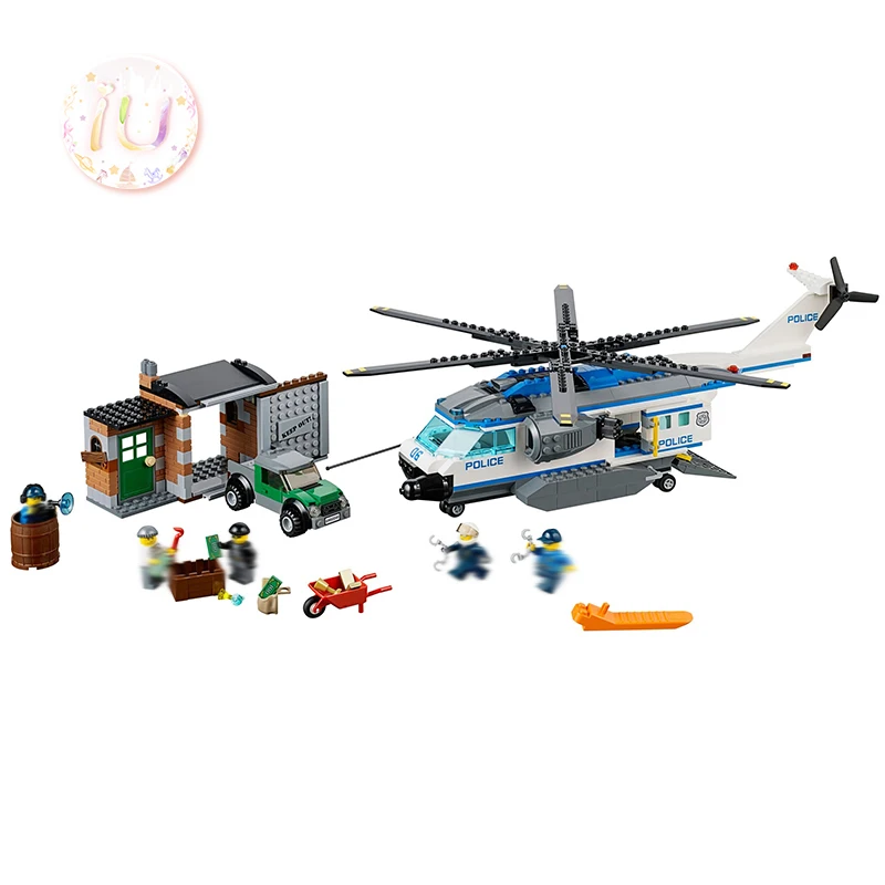 

legoings City Police Helicopter Surveillance Building Blocks BELA 10423 Birthday Gifts Toys For Children 528Pcs Compatible 60046