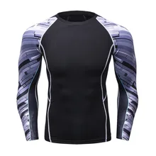 

Crossfit Muscle Male Compression Tight T-Shirt Long Sleeve T Shirt Men 3D Printed MMA Rashguard Fitness Clothing Sportswear Tops