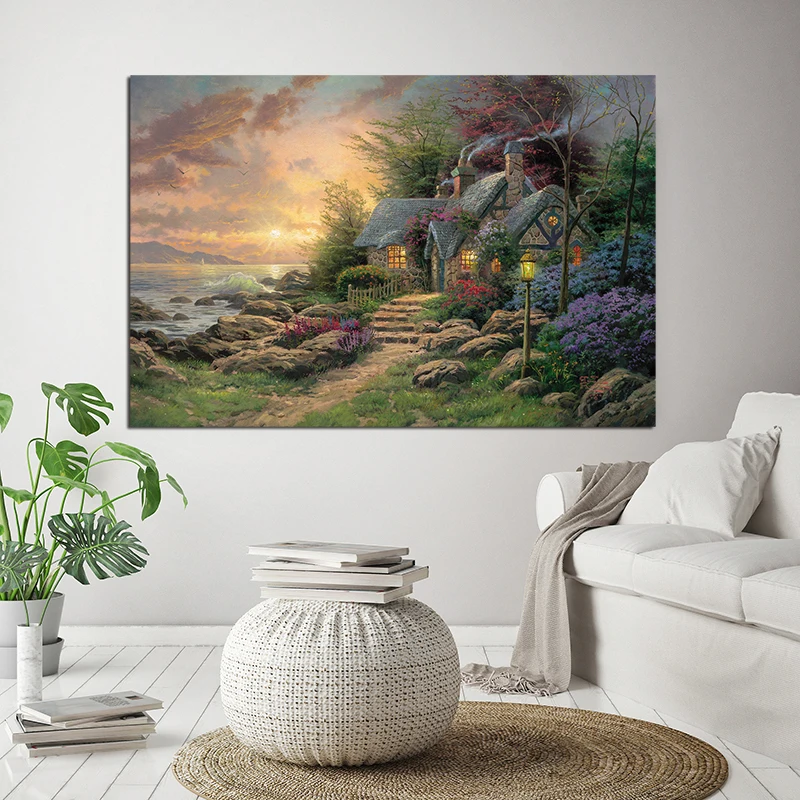 

Winnie The Pooh Kindergarten Thomas Kinkade Cinderella Poster Painting on Canvas Bedroom Wall Art Decoration Pictures Home Decor