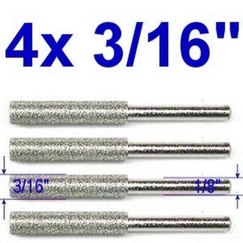 

4pcs 3/16" Inches Diamond Chainsaw Sharpener Burr Stone File Fits Dremel 1453