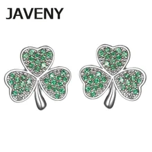925 пробы Серебряные ювелирные изделия зеленый фианит ирландский Трилистник с изображением четырехлистного клевера Стад Серьги для невесты для подарки женщине на день рождения
