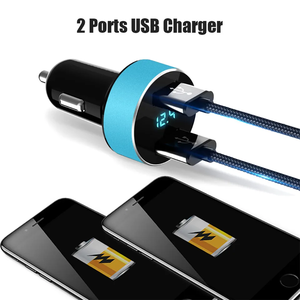 Wireless Car Charger Dual USB Ports Quick Charger 5V 3.1A LED Display Car Cigarette Lighter Splitter Adapter for iphone Android (1)