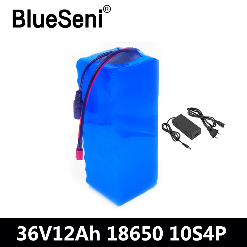 

BlueSeni 36V 12AH Electric Bike Battery Built in 20A BMS Lithium Battery Pack 36 Volt with 2A Charge Ebike Battery