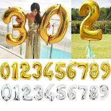 40 дюймов Золотой и Серебряный Цифровой Воздушный шар из фольги номер надувной фестивальный шары на день рождения или свадьбу вечерние принадлежности
