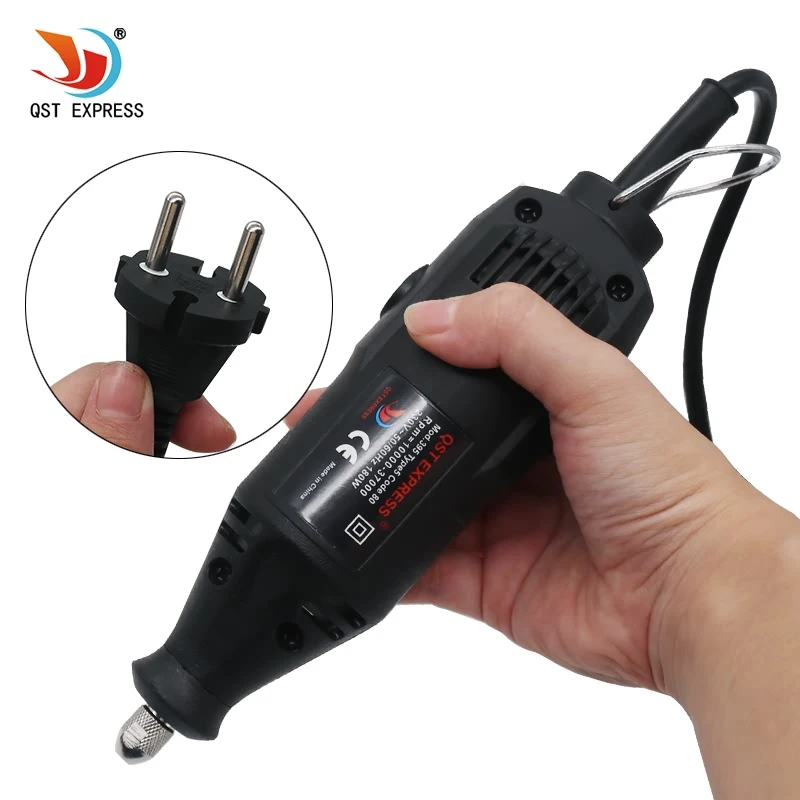 QSTEXPRESS 230V 180W европейская вилка для электрического вращающегося инструмента с переменной скоростью, мини-дрель с аксессуарами QSTEXPRESS 230V 180W европейская вилка для электрического вращающегося инструмента с переменной скоростью, мини-дрель с аксессуарами