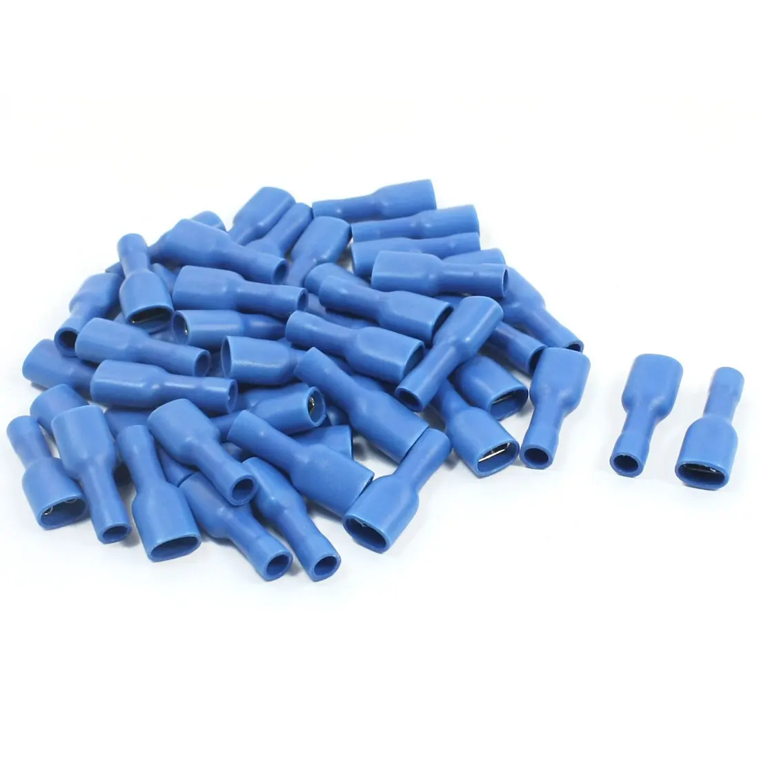 UXCELL 50Pcs Fdfd2 250 Blue Plastic Coated Female Spade Connector Crimp