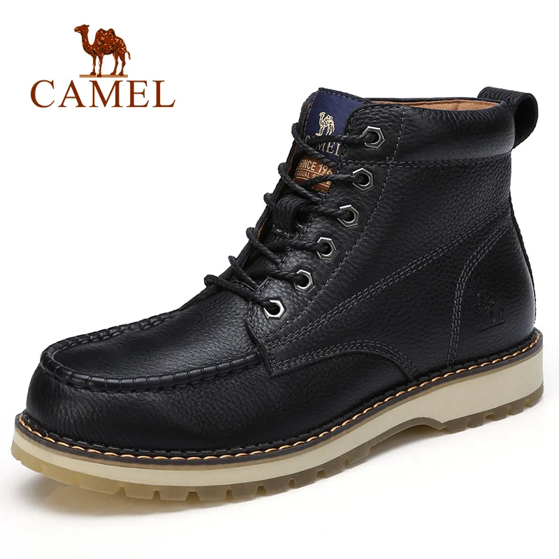 

CAMEL Winter Autumn Men's Tooling Boots Soft Genuine Leather High-top Actical Ankle Boats Army Men Botas Militares Negras
