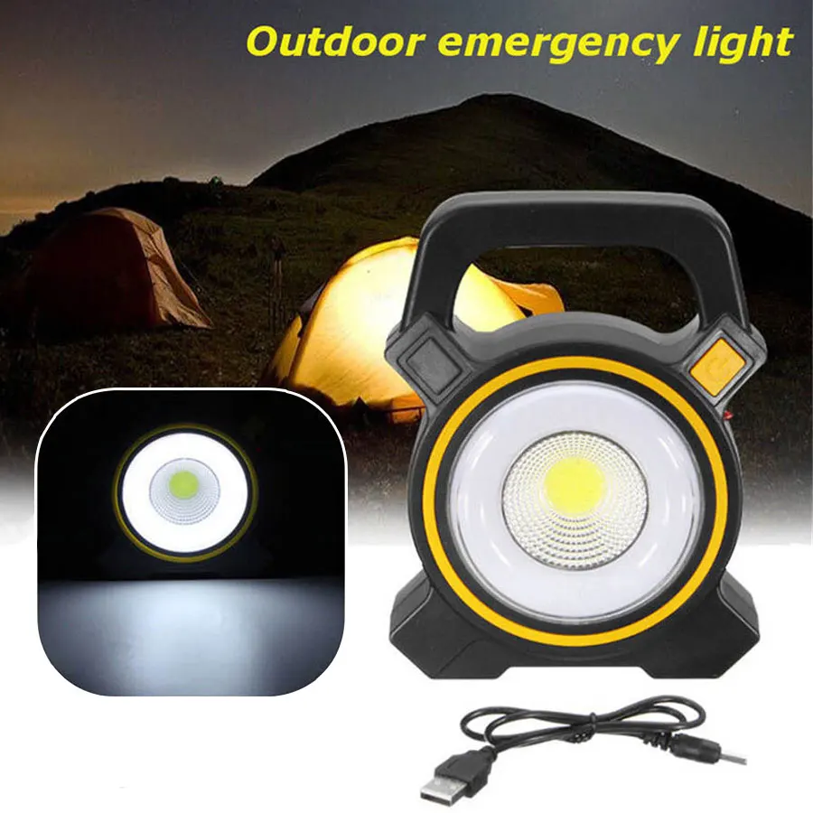 50W Solar Power LED COB Flood Light USB Rechargeable Portable Lanterns Outdoor Working Spot Light Camping Hiking Flashlight Lamp