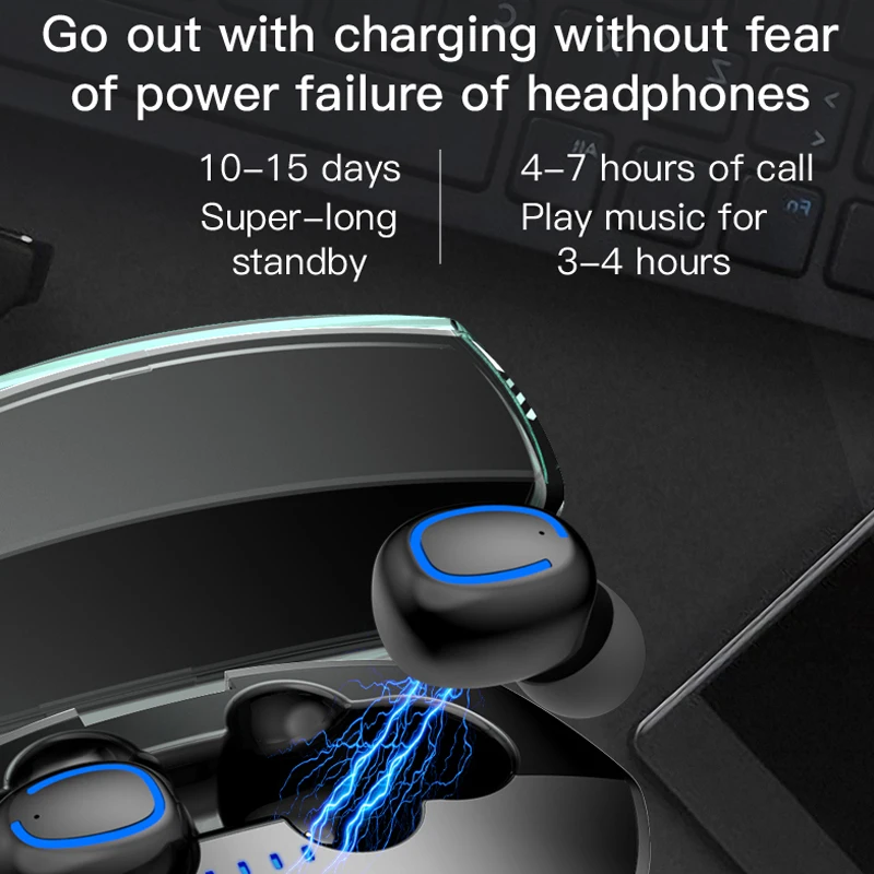 Bluetooth наушники отпечатков пальцев V5.0 беспроводные стерео Спортивные