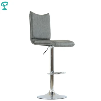 

N99CrPuGray Barneo N-99 Eco-Leather Kitchen Breakfast Bar Stool Swivel Bar Chair Gray color Chrome leg free shipping in Russia