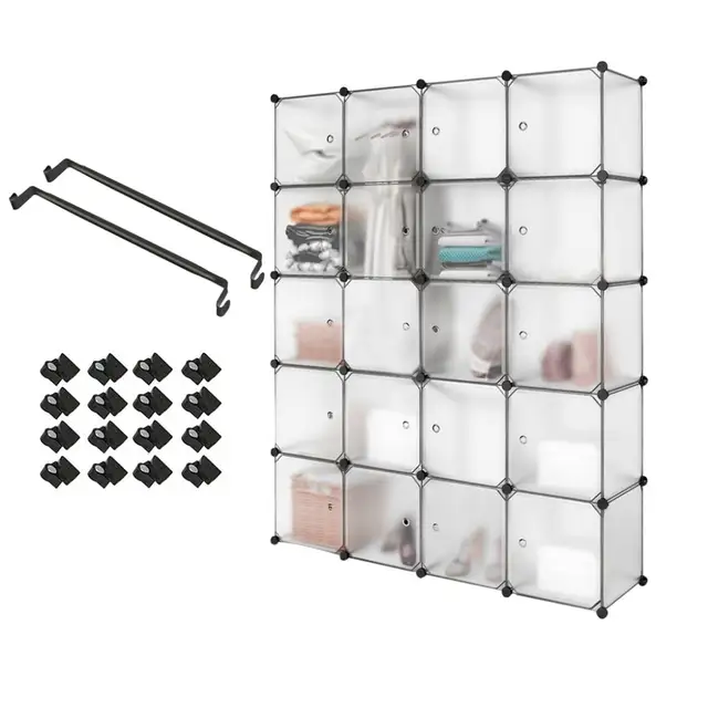 Online Shop Plastic Wardrobe 20 Cube White Unit Closet Drawer