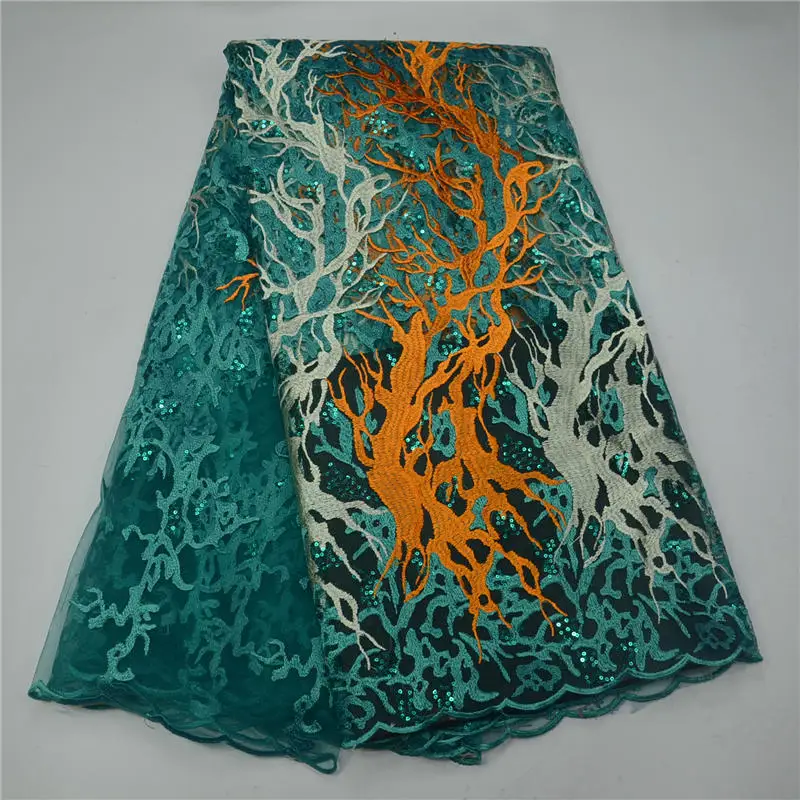 

Best Selling Swiss voile laces African Lace Fabric 2018 green Nigerian French tulle net lace fabric with sequins