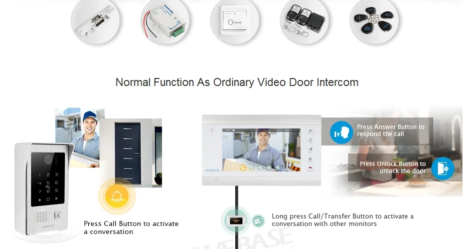Homssecur 7 "проводной телефон видео домофон системная карта доступа для квартиры (BC091HD + BM705HD-W)