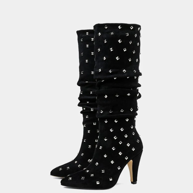 ORCHA LISA Female autumn Winter Thigh High Boots High Heels Women Over The Knee Botas Knee Boots Mujer Shoes Plus Size 43 J432