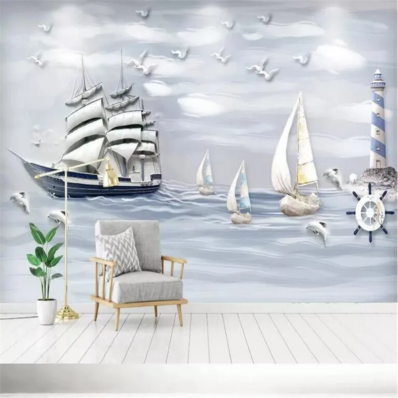 

Embossed Solid Sailing Sailing Underwater World Smooth 3D Wall Decorative Paint Manufacturer Wholesale Wallpaper Mural Custom Ph