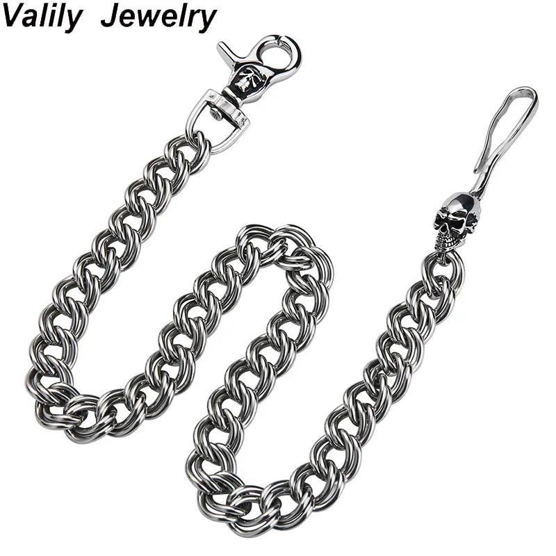 

Valily New Street Long Double Chain Rock Punk Trousers Chain Accessory Stainless Steel Skull Hook HipHop Style Pants Belt Chains