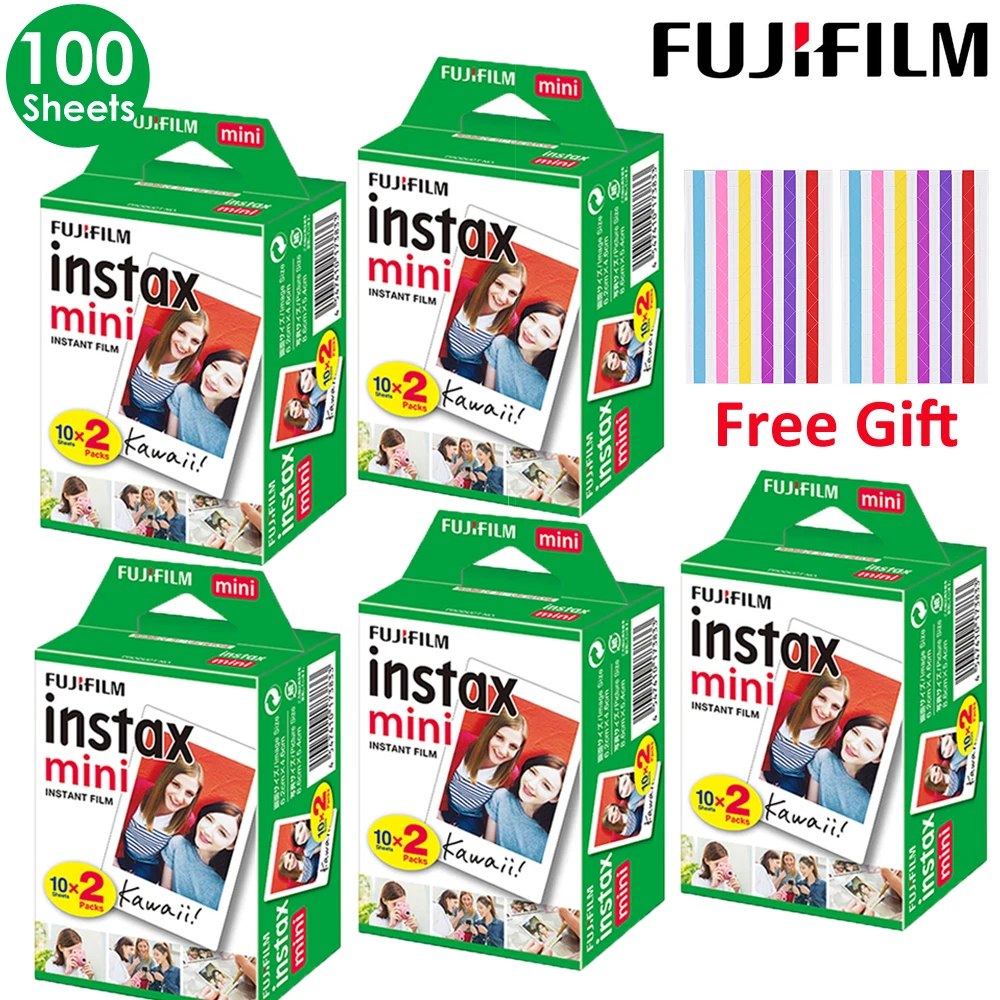 

20-100 sheets Fujifilm Instax Mini Film White Edge Photo Paper Films 10-100 pcs For Mini 9 8 90 Instant Camera For SP-1 SP-2