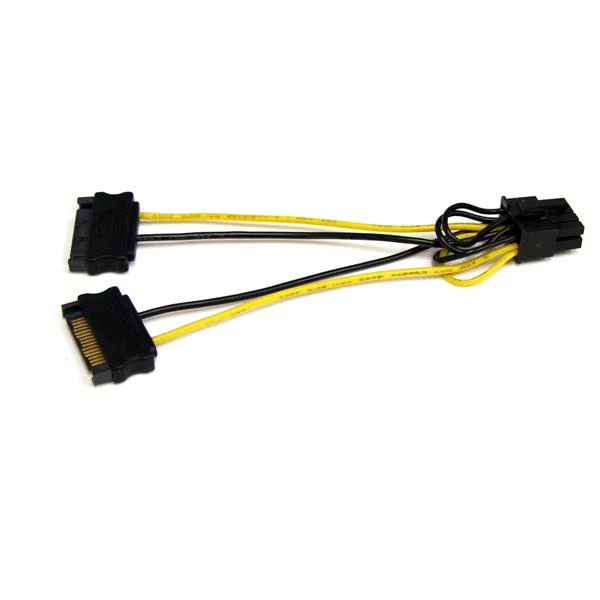 6in SATA Power to 8 Pin PCI Express Video Card Power Cable Adapter, SATA 15 pin