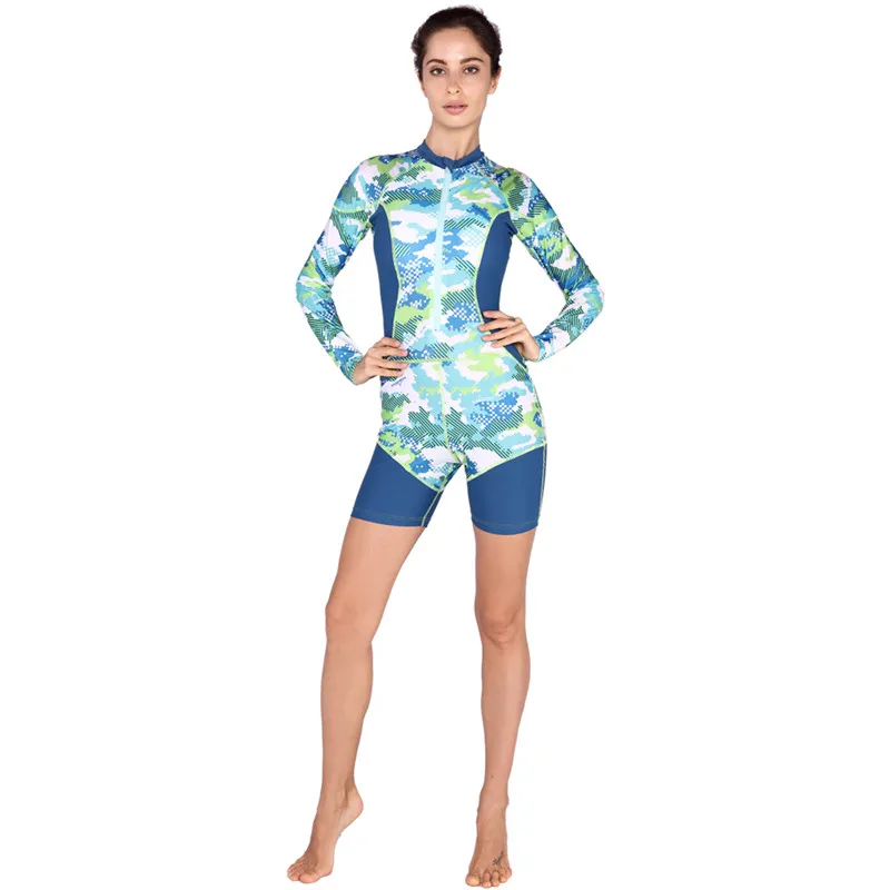 Women zipper Long Sleeve Rashguards Swimsuit Sunscreen Swimming Shirt