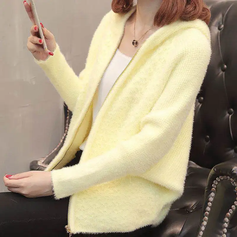 Woman Sweater Imitated Mink Hair Korean Version Batwing Sleeve Short Paragraph Lazy Wind Solid Color 2019 |