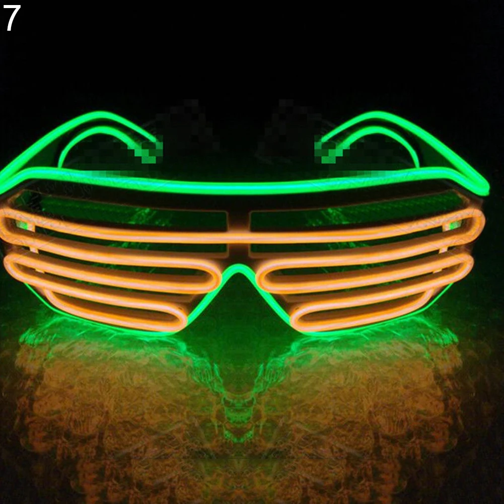Светодиодный светящийся глаз очки двойной цвет унисекс Электролюминесцентное свечение Хэллоуин бар очки - Цвет оправы: 7